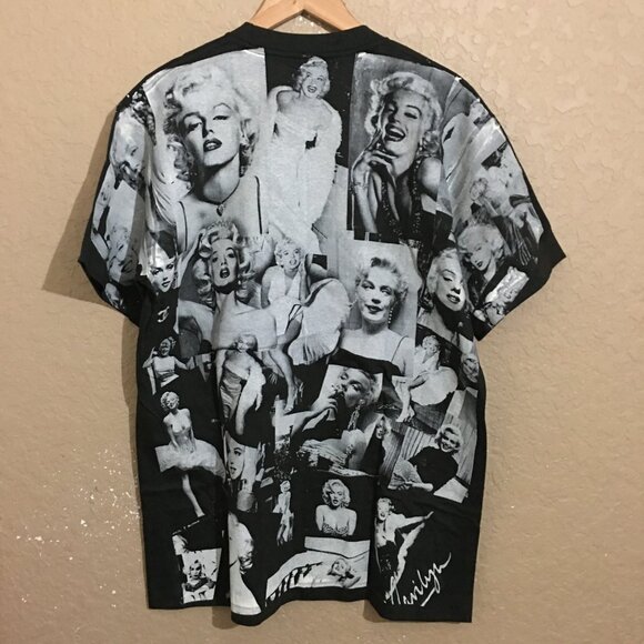 Marilyn Monroe All Over Print AOP Black T-Shirt XL - Picture 3 of 5